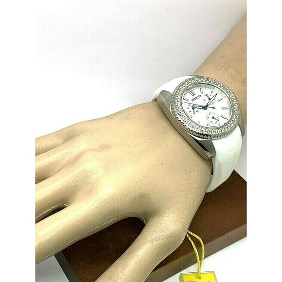 Invicta Women's Watch 28486 Angel 38mm White Dial Crystals Accent Rubber Strap - Picture 5 of 13